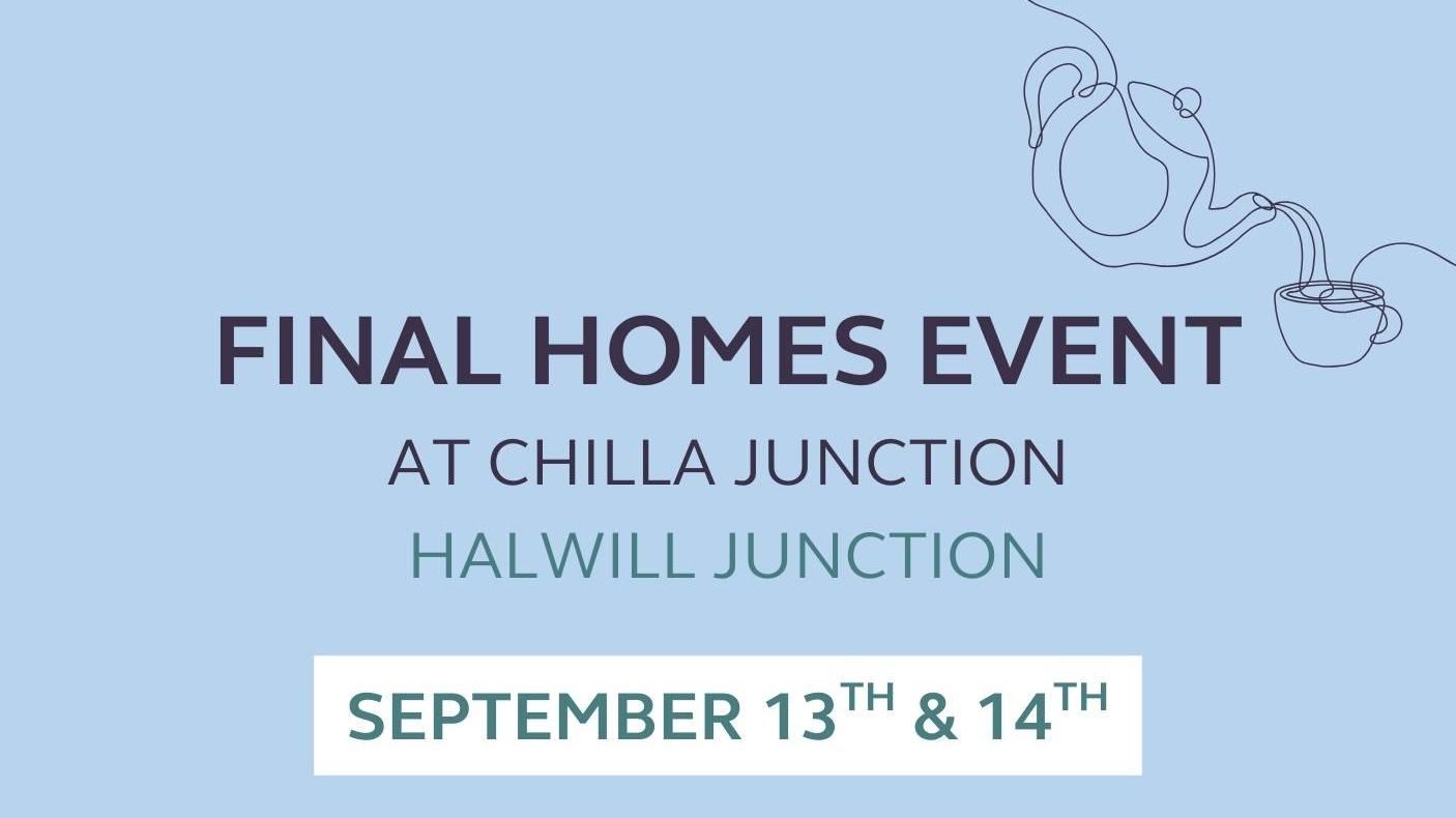 Event visual for Devonshire Homes' Final Homes Event at Chilla Junction in Halwill Junction