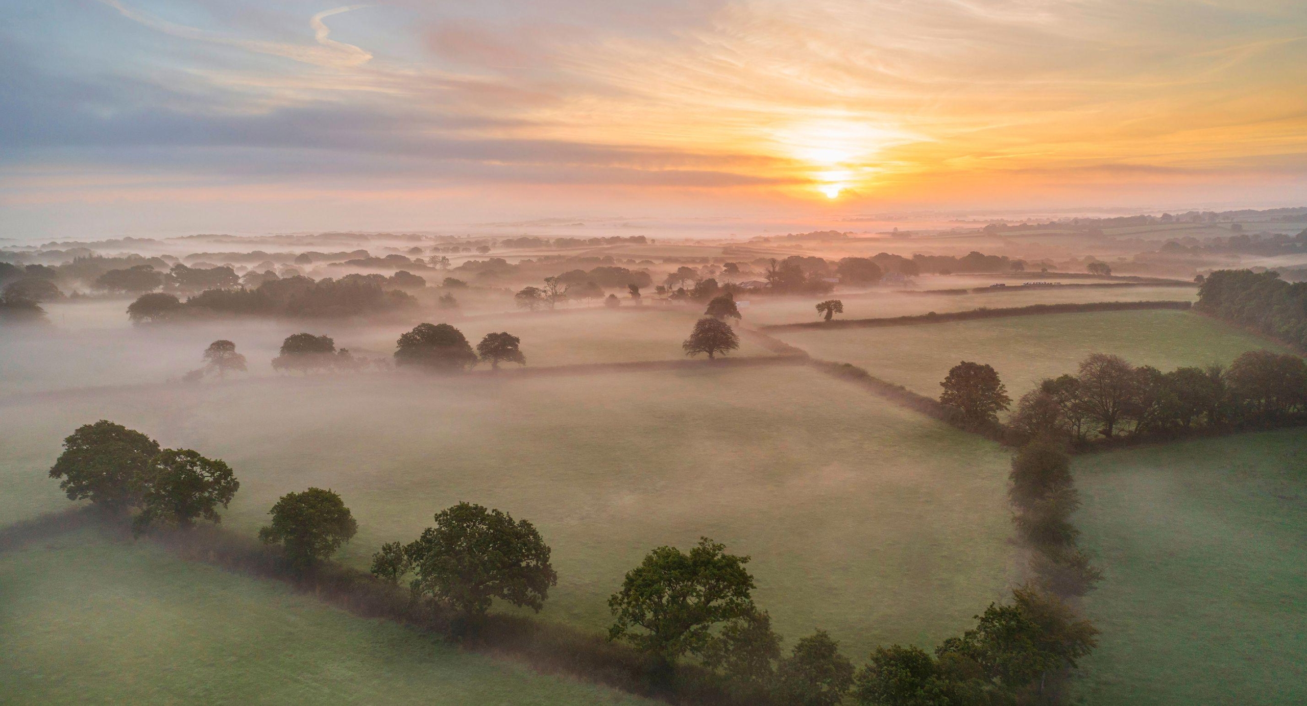 Chilla Junction, Halwill Junction - Rural Fields At Sunrise