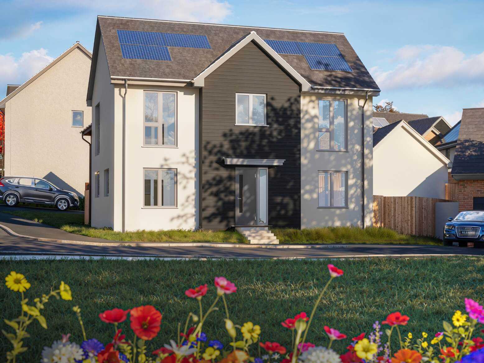 Dancing Green Wincanton New Build Home Main Somerton Render Finish